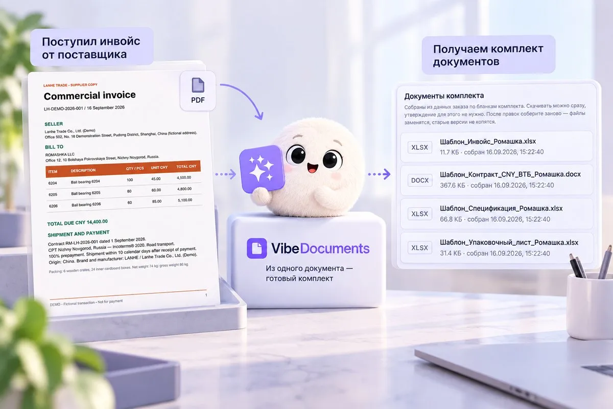 Из одного инвойса поставщика — готовый комплект документов по шаблонам компании